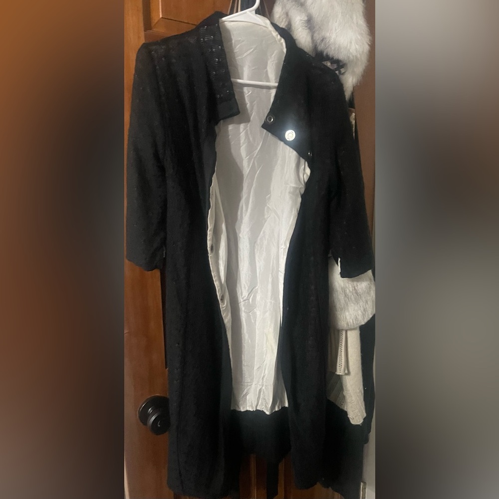Nom*D Knitted 1/2 Sleeve Silk Lined Frock Kimono Jacket Cardigan Gorgeous🖤Edgy